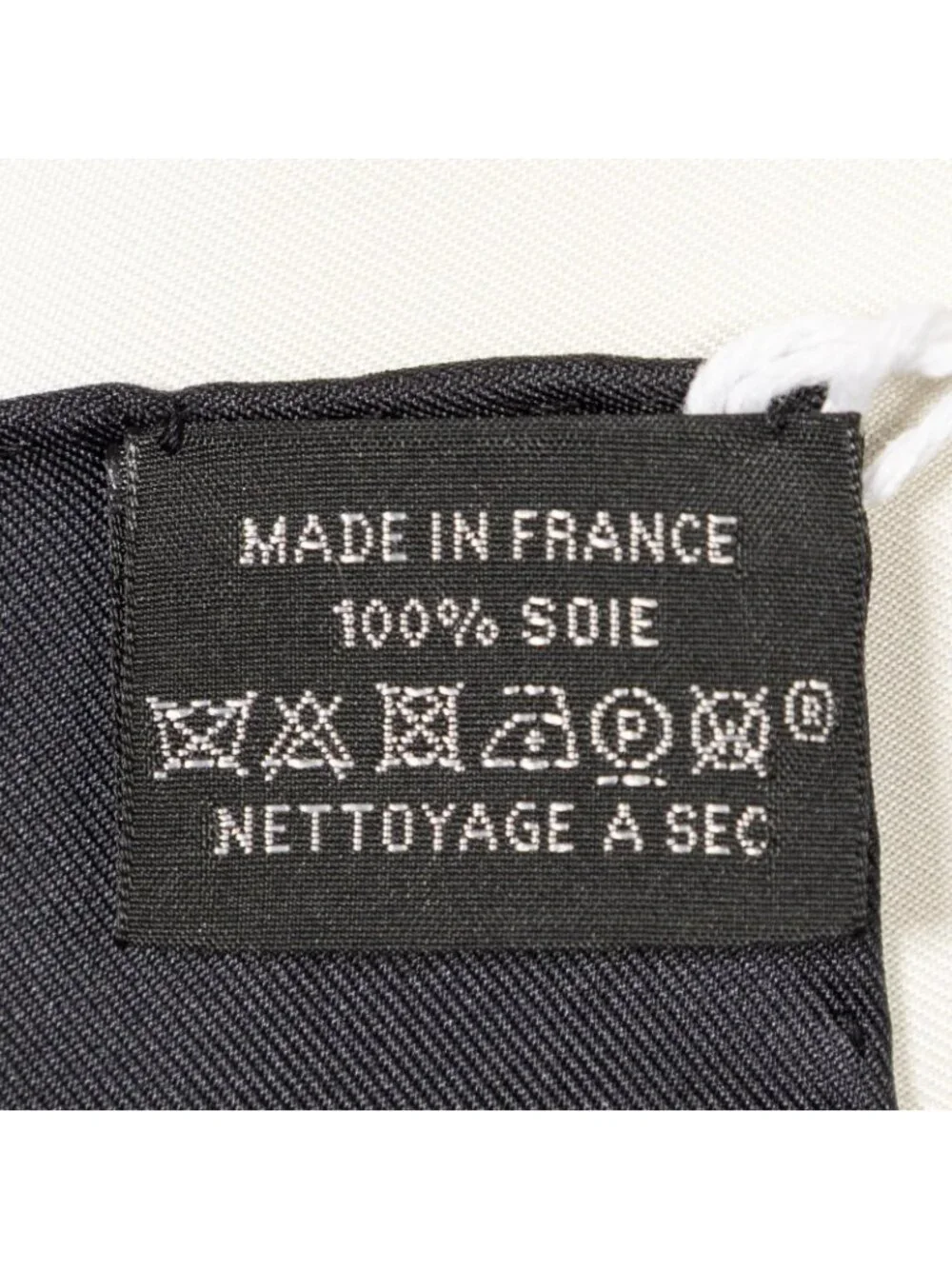Hermes Scarf Black Ivory Twill Silk